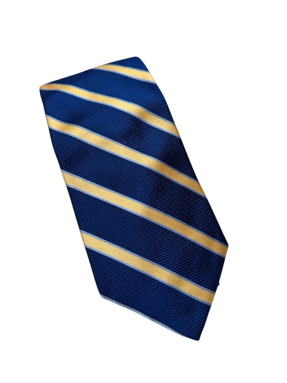 BROOKS BROTHERS *NEW* Blue Yellow Diagonal Stripe Tie 100% Silk Made in USA